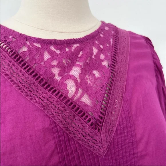 FARM RIO Anthropologie size S KELSIE Eyelet Blouse Top Magenta Purple - Picture 4 of 8
